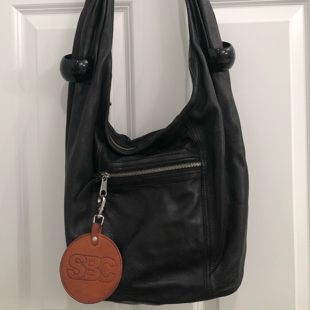 SEE BY CHLOE Black Leather Shoulder Tote!